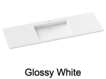 Plan vasque lavabo, sur mesure, Largeur 61 à 200 cm x Profondeur 46 à 80 cm, résine composite de haute qualité, Finition lisse blanc BRILLANT laqué ou mate, Livraison Offerte.